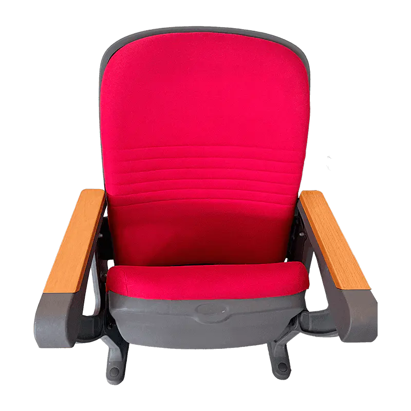 Silla de auditorio de teatro plegable comercial con reposabrazos de grano de madera